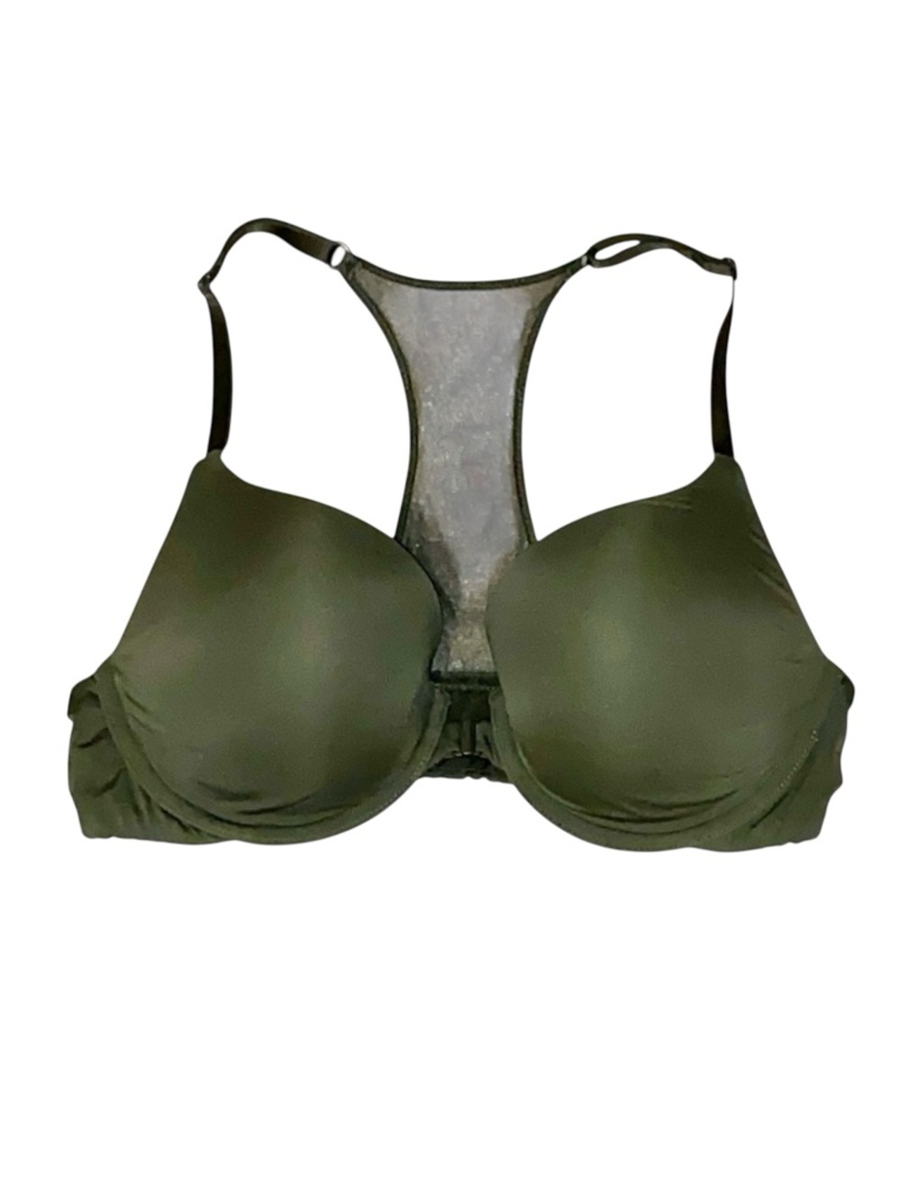 Victoria's Secret Perfect Shape Light Push Up Front Closure Green Racerback Bra